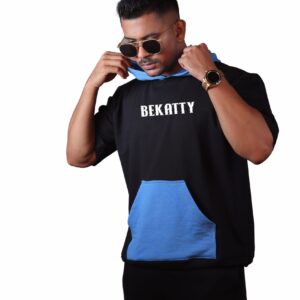 Bekatty Black & Blue Oversized Hoodie for Men | Premium Streetwear