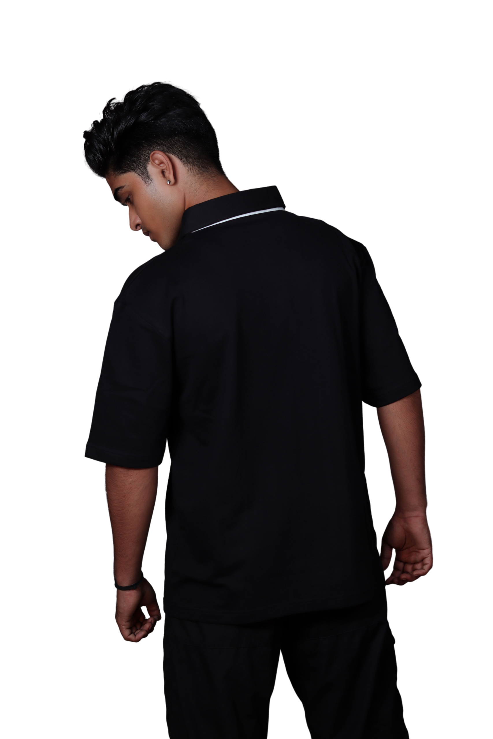 Black Oversized Polo T-Shirt - Image 6