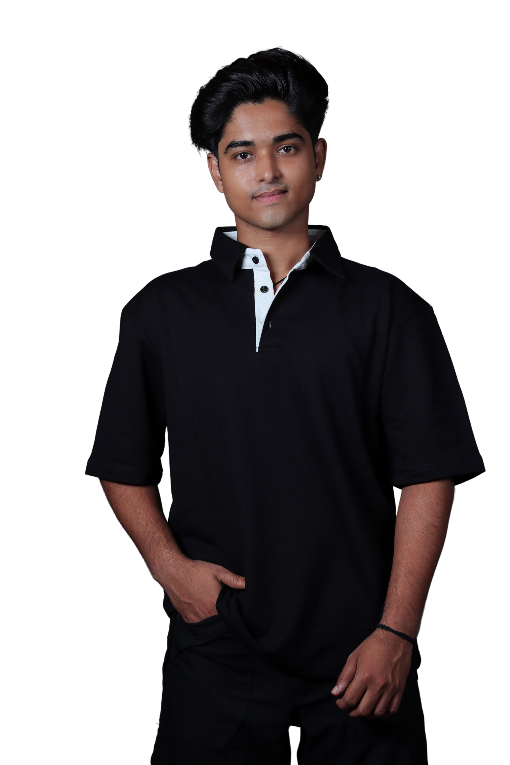 Black Oversized Polo T-Shirt