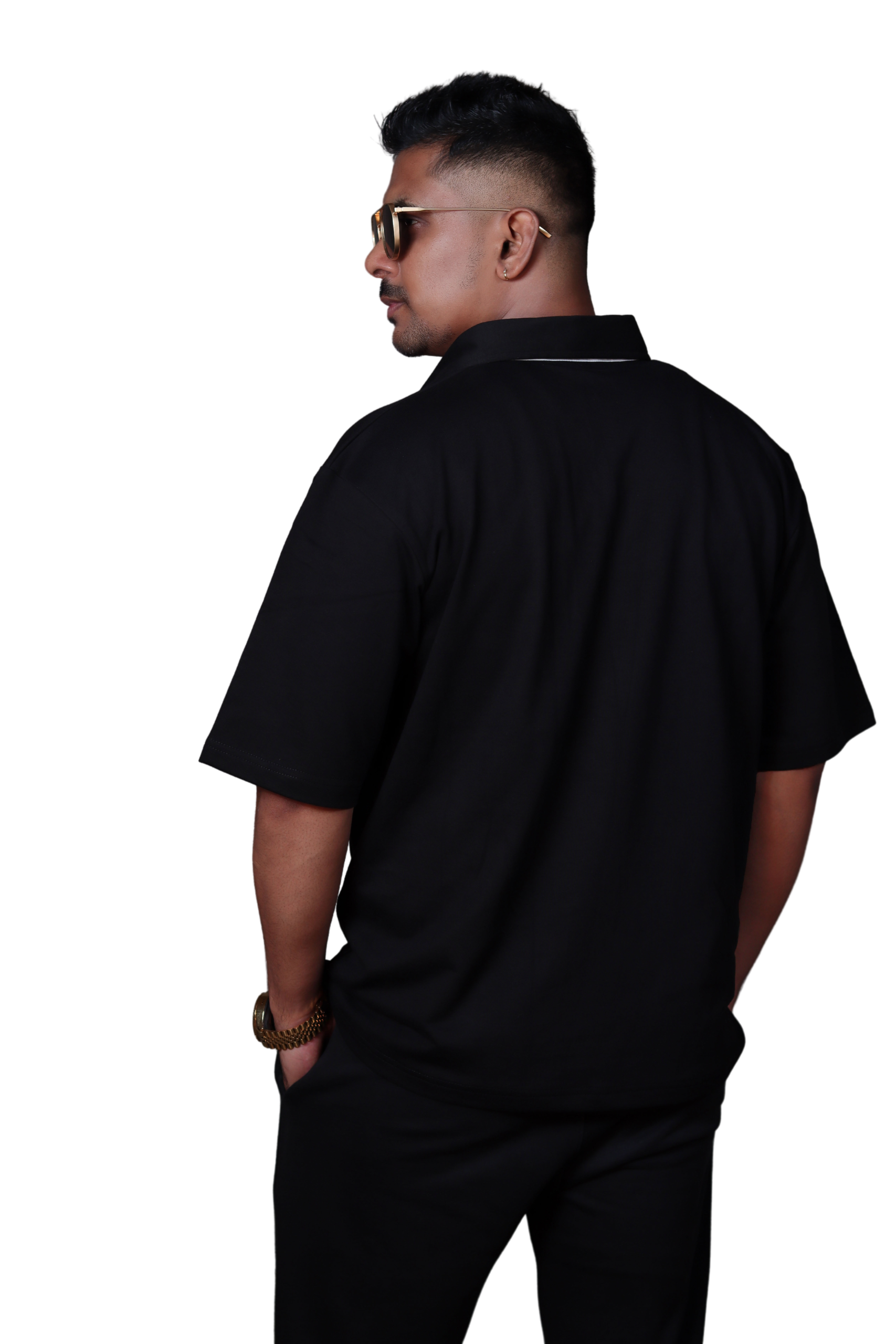 Black Oversized Polo T-Shirt - Image 4