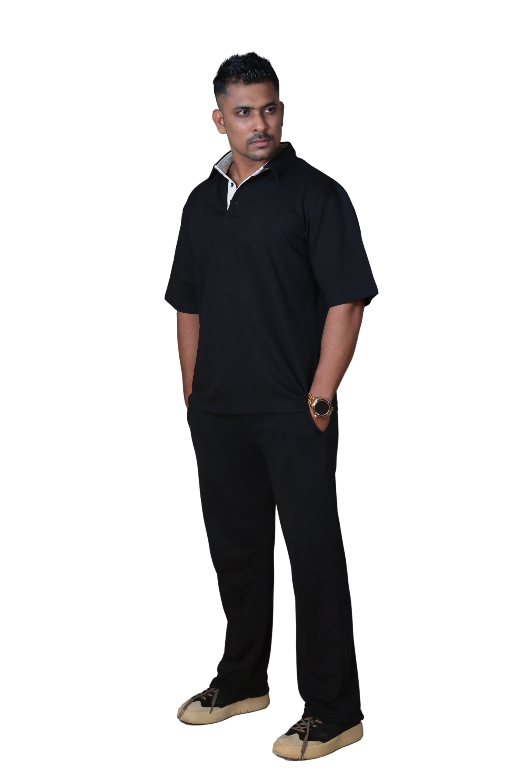 Black Oversized Polo T-Shirt - Image 3