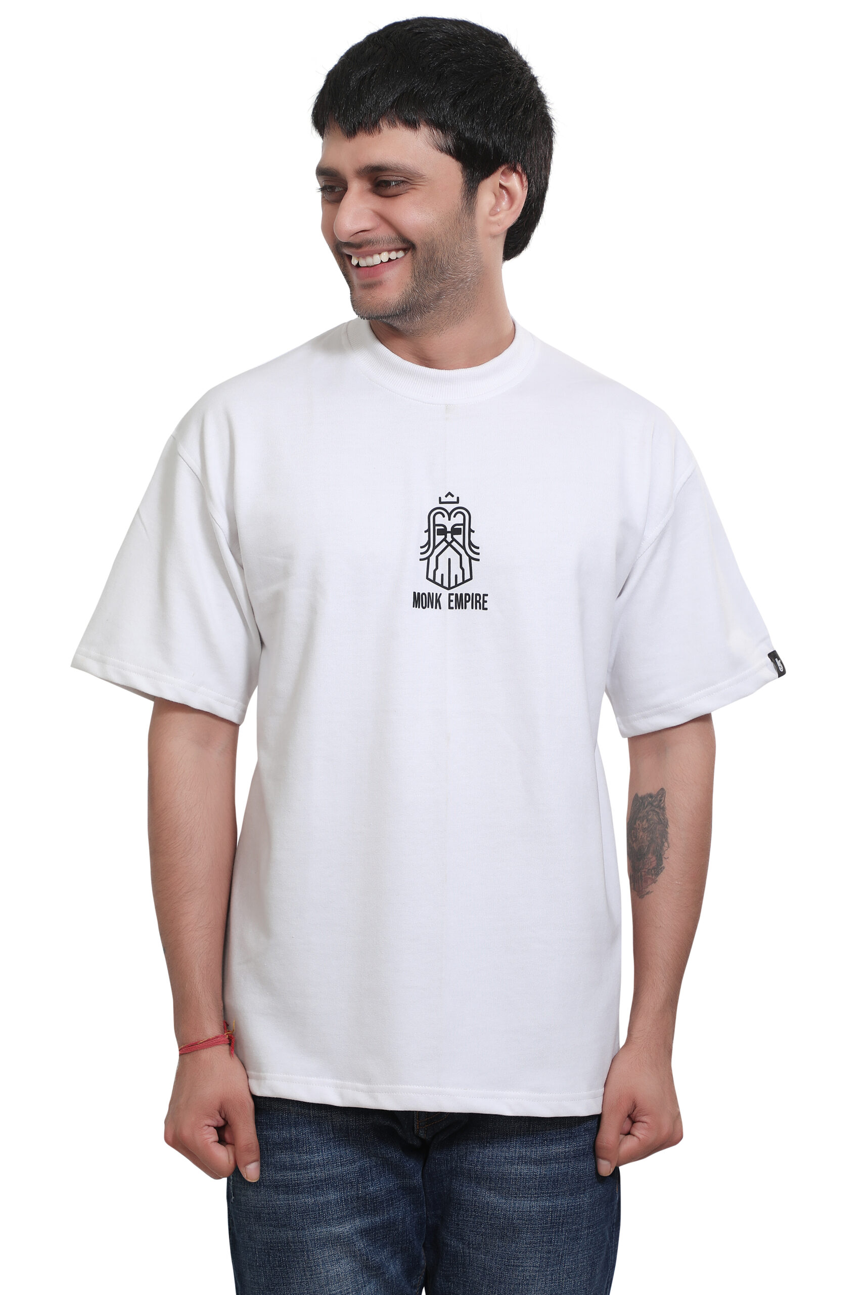 Monk Empire Oversized Graphic White T-Shirt - Image 4